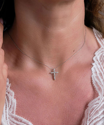 London, Jewelry, GBP 1050,  Best Quality Cross Lab-Grown Diamond Necklace Layla Diamonds