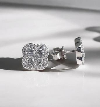 London, Jewelry, GBP 1000,  Grand Four Leaf Clover Diamond Earrings For Women | Luxury UK