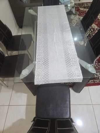 Mushrefah, Furniture, SAR 7000,  Glass Dining Table With 6 Chairs &ndash; Excellent Condition