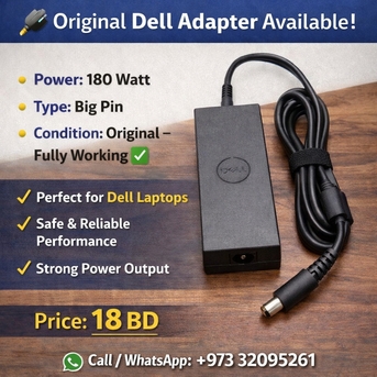 Manama, Electronics, BHD 18,  Original Dell 180W Adapter &ndash; Big Pin 🔌