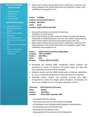 Jeddah, Job Seekers, &lrm;Looking For Safety Officer Postion