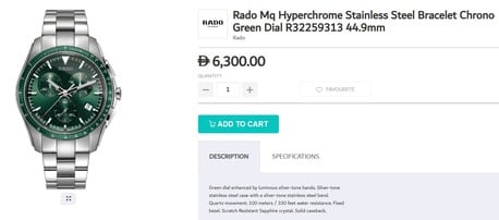 Jeddah, Watches, SAR 5900,  Original Rado Mq Hyperchrome Stainless Steel Bracelet Chrono Green Dial R32259313 44.9mm