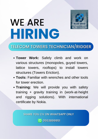 Riyadh, Jobs, TELECOM TOWER TECHNICIAN (Rigger)