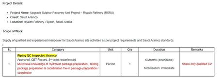 Dammam, Jobs, Piping QC INSPECTOR