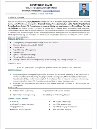 Khobar, Job Seekers, Site Civil Emgineer
