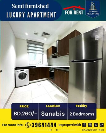 Sanabis, Apartments, Flats, Houses & Villas, BHD 260/month,  Furnished,  115 Sq. Meter,  SEMI-FURNISHED LUXURY APARTMENT | SANABIS | BD 260/- ONLY