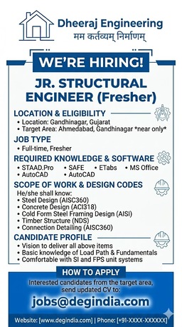 Mumbai, Jobs, Jr. Structural Engineer (Fresher)