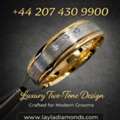 GBP 1950,  Luxury Men&rsquo;s Diamond Wedding Bands &ndash; 6mm Two-Tone Ring | Layla Diamonds
