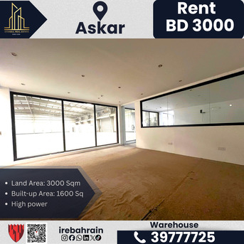 Asker, Warehouses, BHD 3000,  1600 Sq. Meter,  Warehouse / Store For Rent &ndash; Askar (Near ALBA)