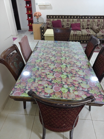 Dammam, Furniture, SAR 400,  Vintage Dining Table And 6 Chairs (Fruit Glass Top)