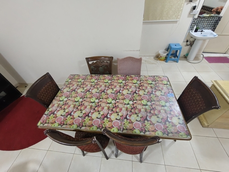 Dammam, Furniture, SAR 400,  Vintage Dining Table And 6 Chairs (Fruit Glass Top)