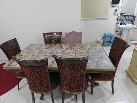 Dammam, Furniture, SAR 400,  Vintage Dining Table And 6 Chairs (Fruit Glass Top)