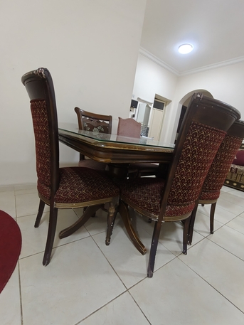 Dammam, Furniture, SAR 400,  Vintage Dining Table And 6 Chairs (Fruit Glass Top)
