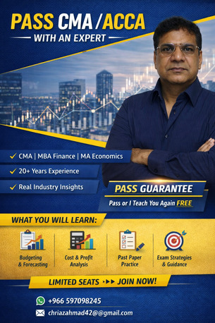 Al Aziziyah, Lessons Offered, 🎯 Pass CMA / ACCA With A Professional:✔️ PASS GUARANTEE