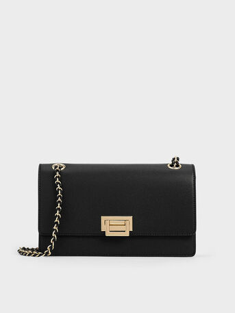 Khobar, Clothing & Accessories, Charles And Keith Everline Braided-Strap Shoulder Bag - Black