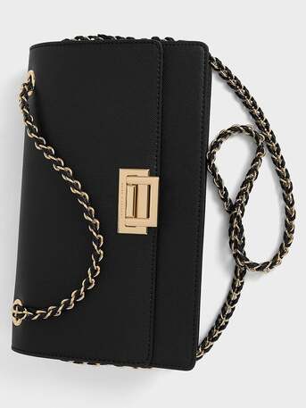 Khobar, Clothing & Accessories, Charles And Keith Everline Braided-Strap Shoulder Bag - Black