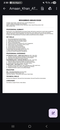 Khobar, Job Seekers, Entry-Level Job Seeker | BBA Graduate | Ready To Join