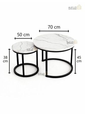 Al Murabba, Furniture, SAR 150,  Modern 2-in-1 Nesting Coffee Table With Metal Frame And Marble-Effect Top (Black Or White)