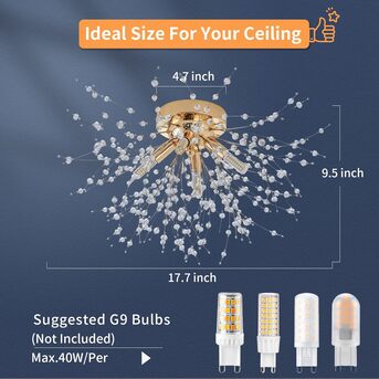 Riyadh, Household Items, SAR 175,  4-Light Gold Sputnik Flush Mount Ceiling Light