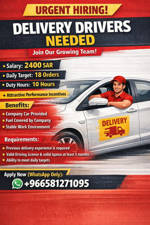 Jeddah, Jobs, Delivery Driver On An Urgent