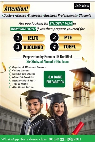 Karachi, Lessons Offered, IELTS,PTE, DUOLINGO, TOEFL, UKVI Lifeskills