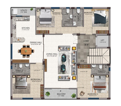 Hyderabad, Apartments, Flats, Houses & Villas, INR 7000/month,  4 BR,  4BHK Luxurious Villa Apartment, Just One Flat On Each Floor.