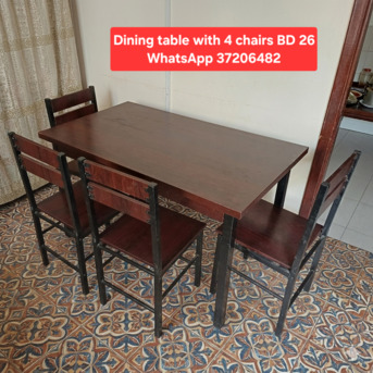Riffa, Furniture, BHD 26,  ✅️ Dining Table With 4 Chairs For Sale In Good Condition With Delivery