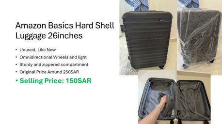 Riyadh, Appliances, SAR 150,  Luggage 26 Inches Hard Shell Amazon Basics