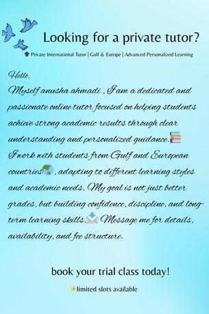 Kurnool, Lessons Offered, Private International Tutor | Gulf & Europe | Advanced Personalized Learning