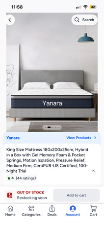 Riyadh, Furniture, SAR 500,  Yanara King Mattress 180x200cm