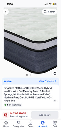 Riyadh, Furniture, SAR 500,  Yanara King Mattress 180x200cm