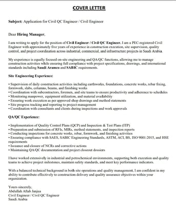 Jubail, Job Seekers, Civil Engineer / QC Enginner