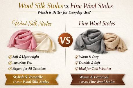 Mumbai, Clothing & Accessories, Best Wool Silk Stoles & Fine Wool Stoles For Winter Fashion