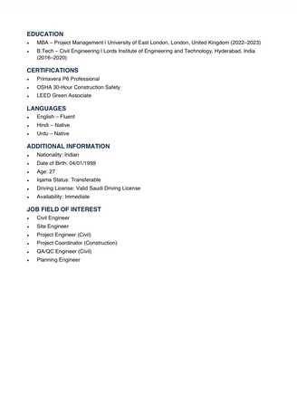 Riyadh, Job Seekers, Civil Engineer | Project Engineer | Primavera P6 Certified | 5+ Years Experience | Riyadh