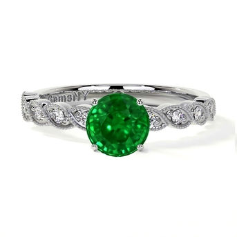 New York, Jewelry, USD 3509,  Shop AAAA Quality 0.70 Cts Emerald Ring With Diamonds At GemsNY