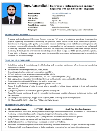 Riyadh, Job Seekers, Electronics/ Instrumentation Engineer