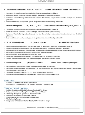 Riyadh, Job Seekers, Electronics/ Instrumentation Engineer