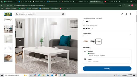 Jeddah, Furniture, SAR 110,  IKEA Coffee Table, White Colour, Clean, 118 X 78 Cm