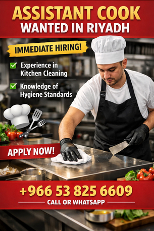 Riyadh, Jobs, Chef Helper