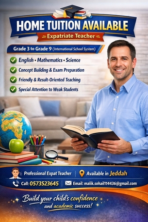 Riyadh, Lessons Offered, HOME TUITION AVAILABLE