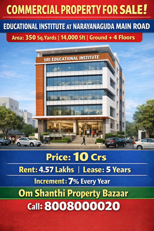 Hyderabad, Offices, INR 95000000,  14000 Sq. Feet,  Sale Of Commercial Property With Educational Institue At Narayanaguda Main Road