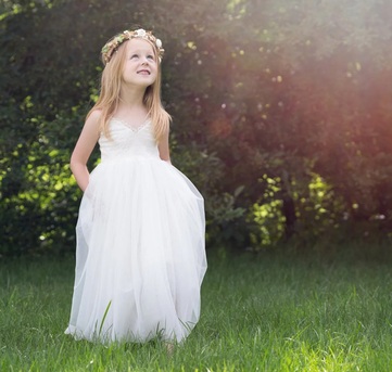 New York, Clothing & Accessories, USD 87,  Ivory Rustic Flower Girl Dress, Romantic Tulle Boho Baby Dress, Chic Wedding Outfit