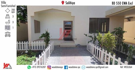 Manama, Villas, BHD 550,  200 Sq. Meter,  Semi-furnished 3 Bedroom Villa, Salihiya - BD 550 Excl WSSL064