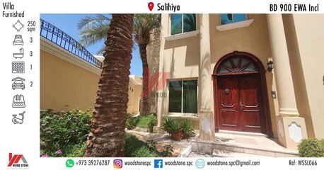 Manama, Villas, BHD 900,  Furnished,  250 Sq. Meter,  Furnished 3 Bedroom Villa, Salihiya - BD 900 Incl WSSL066