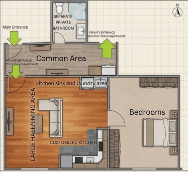 Jeddah, Apartments, Flats, Houses & Villas, SAR 1500/month,  1 BR,  Furnished Apartment Big Hall With Separate Bathroom Available For Rent