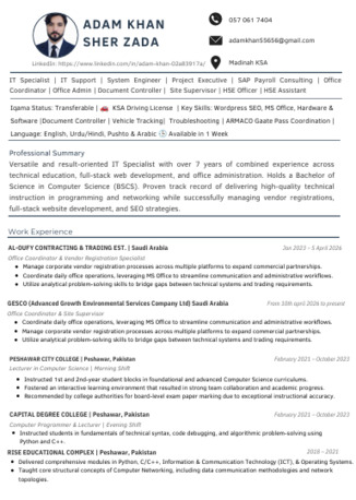 Riyadh, Job Seekers, IT Specialist | SAP Payroll Consultant | Project Executive | Office Admin