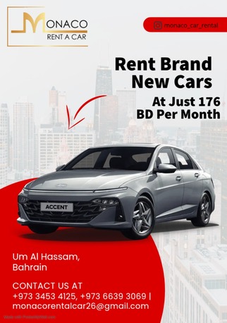 Manama, Vehicles, Cars & Trucks , BHD 176,  Hyundai Accent,  2026,  Automatic,  ,  Brand New  For Rent