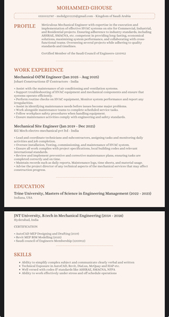 Dammam, Job Seekers, Mechanical Engineer