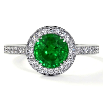 New York, Jewelry, USD 5132,  Natural Emerald Round Designer Halo Emerald Green Ring With Prong Set Diamonds
