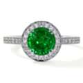 USD 5132,  Natural Emerald Round Designer Halo Emerald Green Ring With Prong Set Diamonds